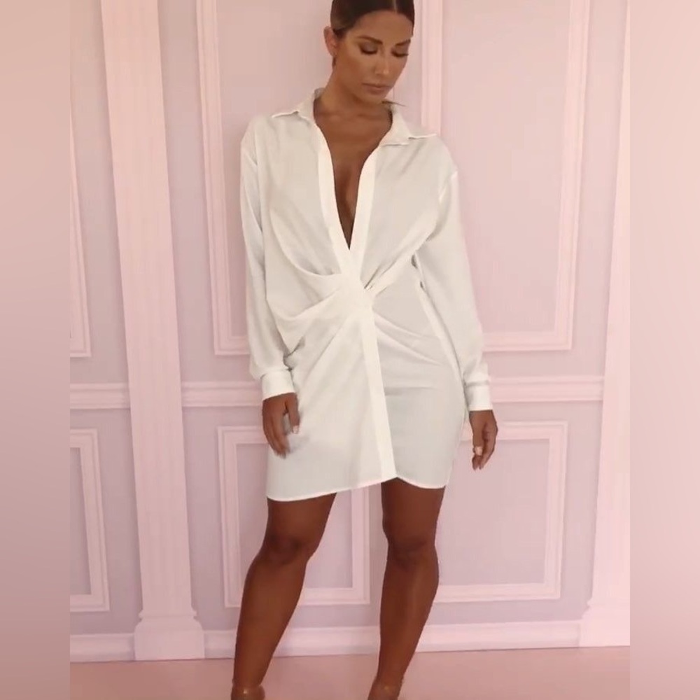 ▪️House of CB Assata Oversized Shirt Dress Mini Long Sleeve M
